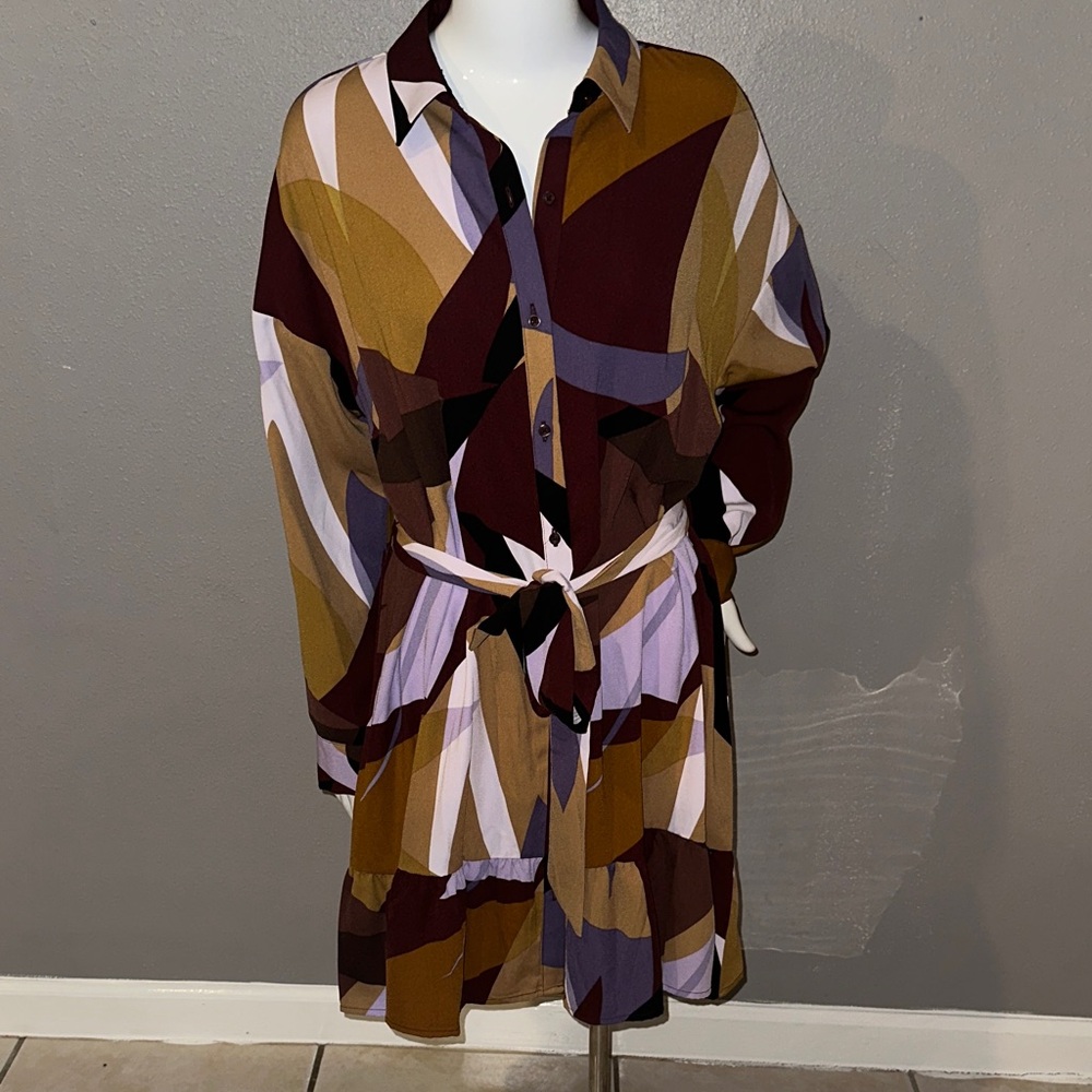 Nine West Multicolor Long Sleeve Dress
